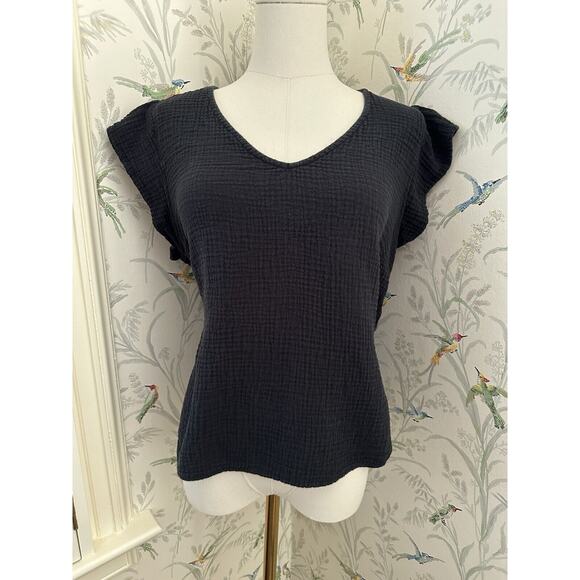 Three Dots Women's Designer V-Neck Double Layer Cotton Gauze Shirt M Oversized - Picture 1 of 7
